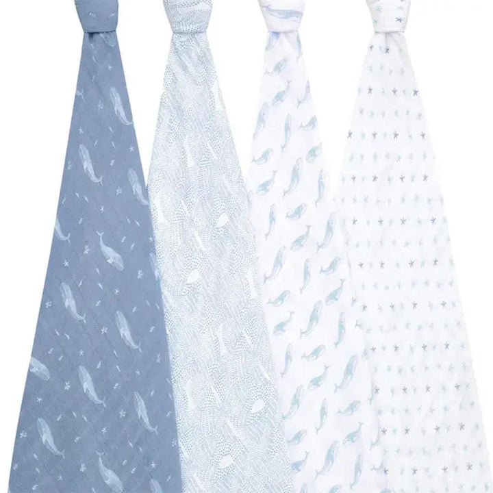 aden + anais Large Organic Cotton Muslin Swaddles 4pk - Oceanic-Swaddling Wraps-Oceanic-One Size | Natural Baby Shower