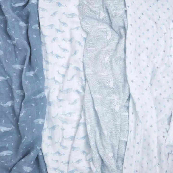 aden + anais Large Organic Cotton Muslin Swaddles 4pk - Oceanic-Swaddling Wraps-Oceanic-One Size | Natural Baby Shower