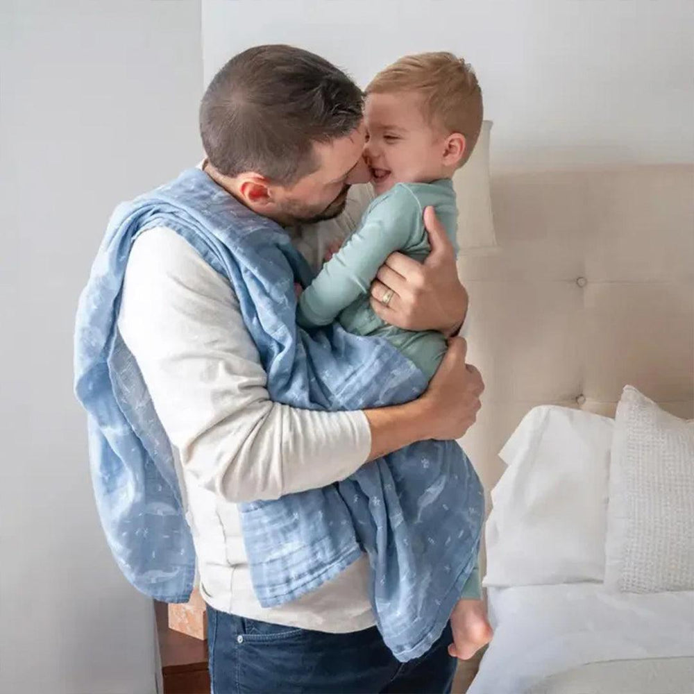 aden + anais Large Organic Cotton Muslin Swaddles 4pk - Oceanic-Swaddling Wraps-Oceanic-One Size | Natural Baby Shower