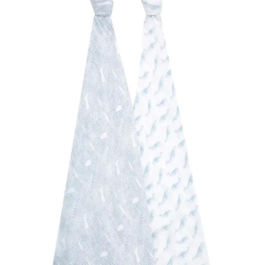 aden + anais Large Organic Cotton Muslin Swaddles 2pk - Oceanic-Swaddling Wraps-Oceanic-One Size | Natural Baby Shower