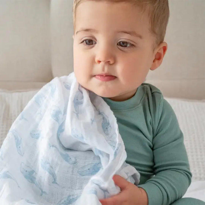 aden + anais Large Organic Cotton Muslin Swaddles 4pk - Oceanic-Swaddling Wraps-Oceanic-One Size | Natural Baby Shower