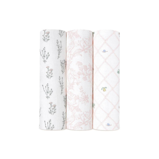 aden + anais Large Silky Soft Swaddles - 3 Pack - French Floral-Swaddling Wraps-French Floral- | Natural Baby Shower