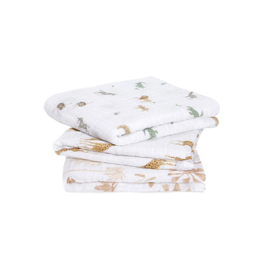 aden + anais Organic Cotton Muslin Squares - 3 Pack - Safari Dreams-Muslin Squares-Safari Dreams- | Natural Baby Shower