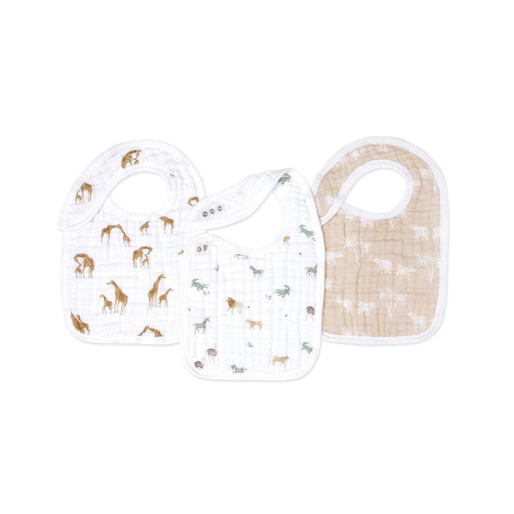 aden + anais Organic Cotton Muslin Snap Bibs - 3 Pack - Safari Dreams-Bibs-Safari Dreams- | Natural Baby Shower