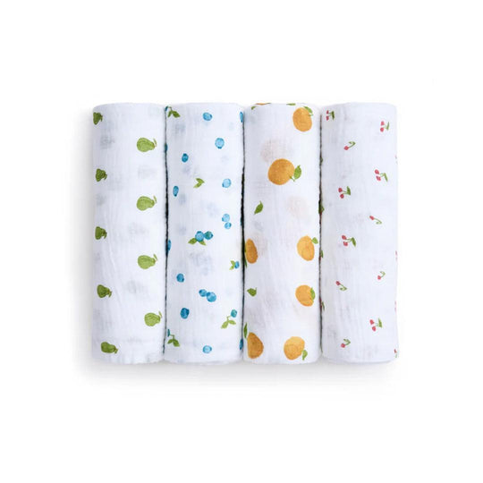 aden + anais Organic Cotton Swaddles - 4 Pack - Fresh Fruit-Swaddling Wraps-Fresh Fruit- | Natural Baby Shower