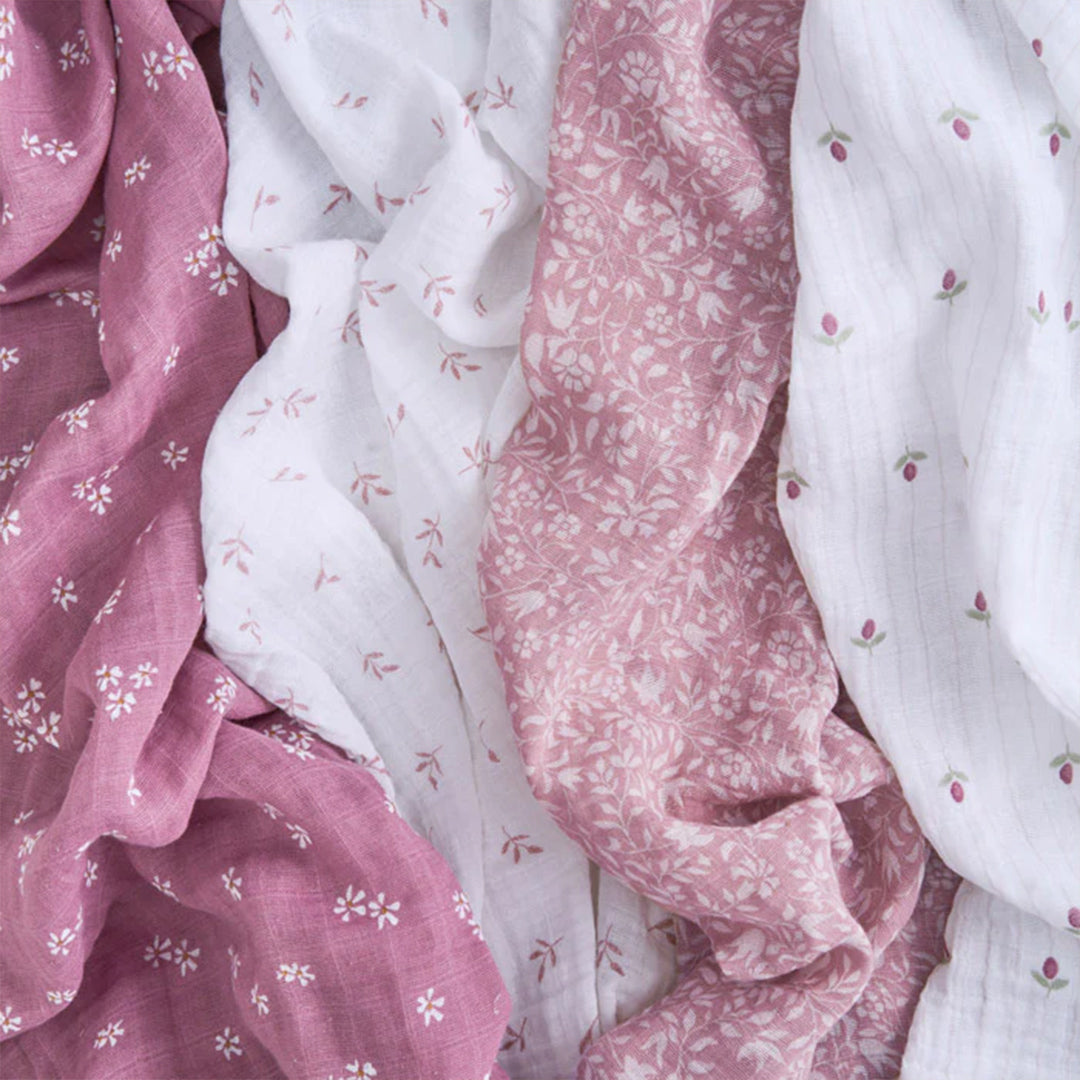 aden + anais Organic Cotton Swaddles - 4 Pack - Heritage Floral-Muslin Wraps-Heritage Floral- | Natural Baby Shower