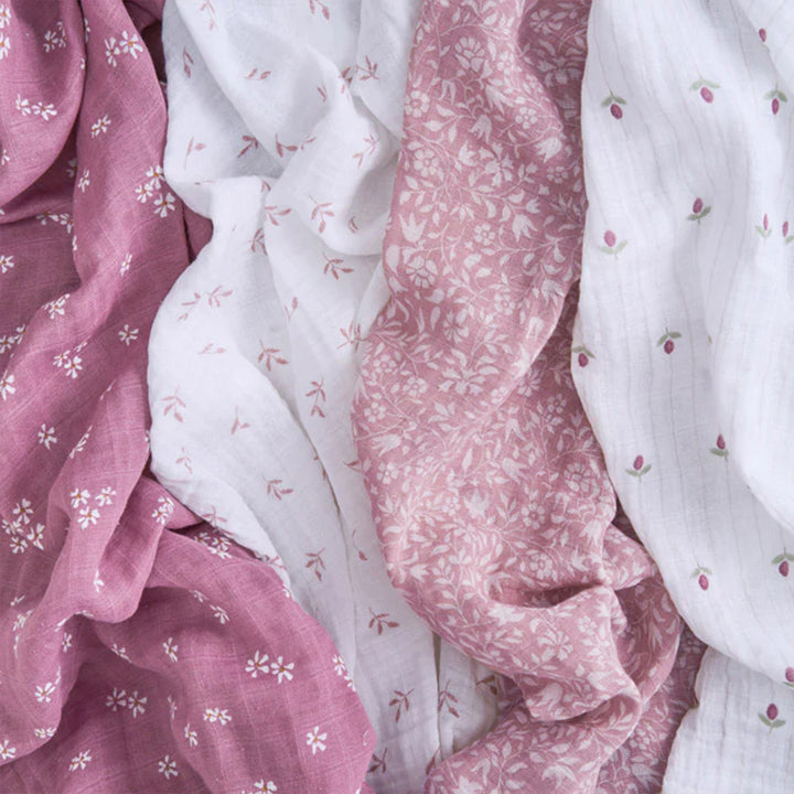 aden + anais Organic Cotton Swaddles - 4 Pack - Heritage Floral-Muslin Wraps-Heritage Floral- | Natural Baby Shower