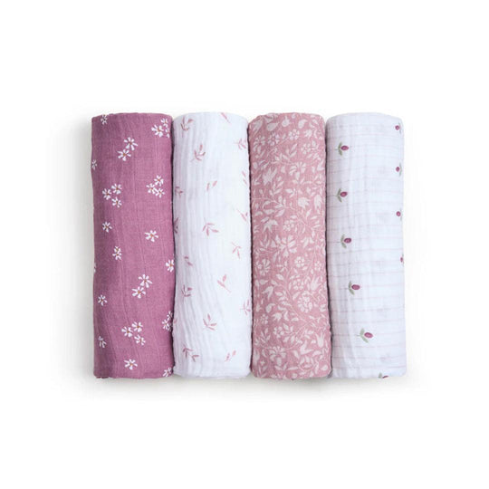 aden + anais Organic Cotton Swaddles - 4 Pack - Heritage Floral-Muslin Wraps-Heritage Floral- | Natural Baby Shower