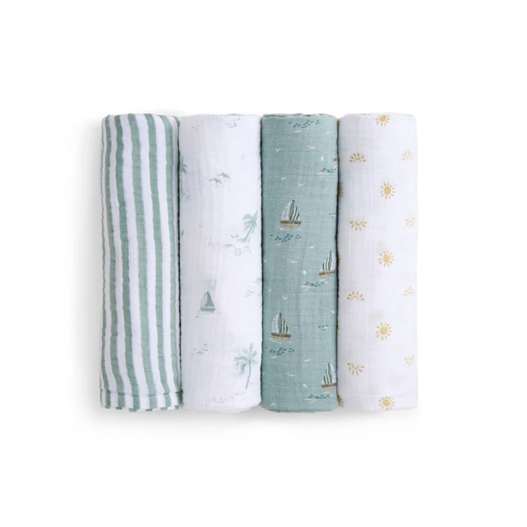 aden + anais Organic Cotton Swaddles - 4 Pack - Sailing Seas-Swaddling Wraps-Sailing Seas- | Natural Baby Shower