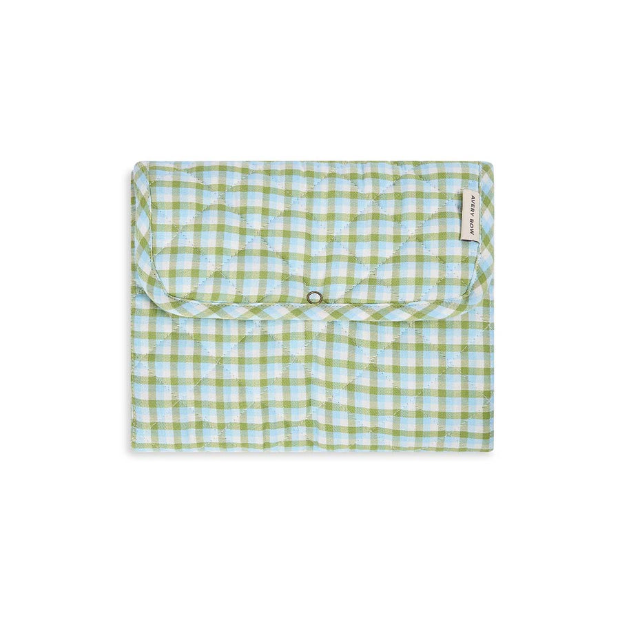 Avery Row Cotton Travel Baby Changing Mat - Greenhouse Gingham-Travel Changing Mats-Greenhouse Gingham- | Natural Baby Shower