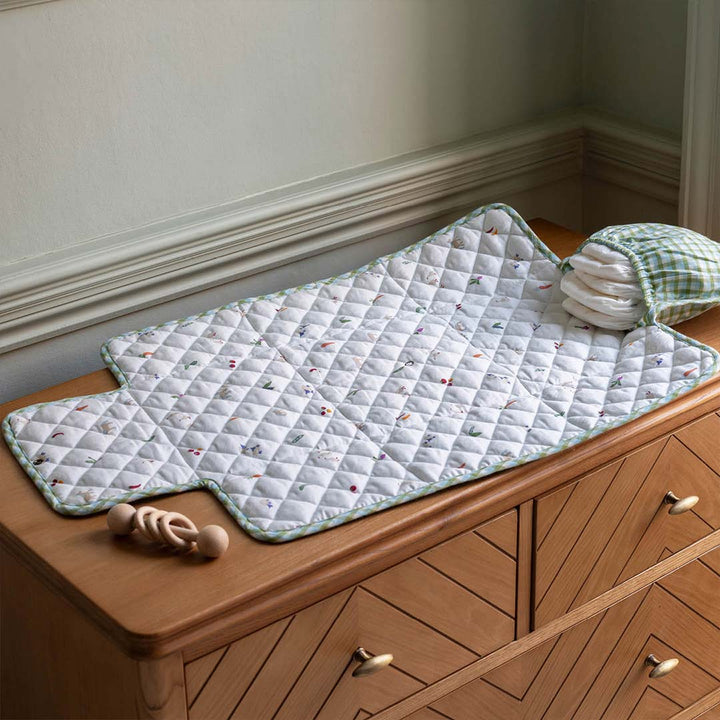 Avery Row Cotton Travel Baby Changing Mat - Greenhouse Gingham-Travel Changing Mats-Greenhouse Gingham- | Natural Baby Shower