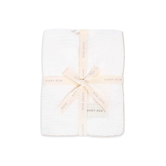 Avery Row Embroidered Muslin Blanket - Little Farm-Blankets-Little Farm- | Natural Baby Shower