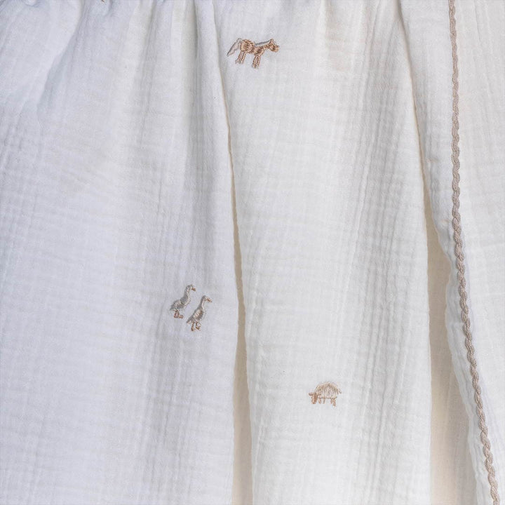 Avery Row Embroidered Muslin Blanket - Little Farm-Blankets-Little Farm- | Natural Baby Shower