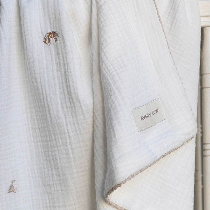 Avery Row Embroidered Muslin Blanket - Little Farm-Blankets-Little Farm- | Natural Baby Shower