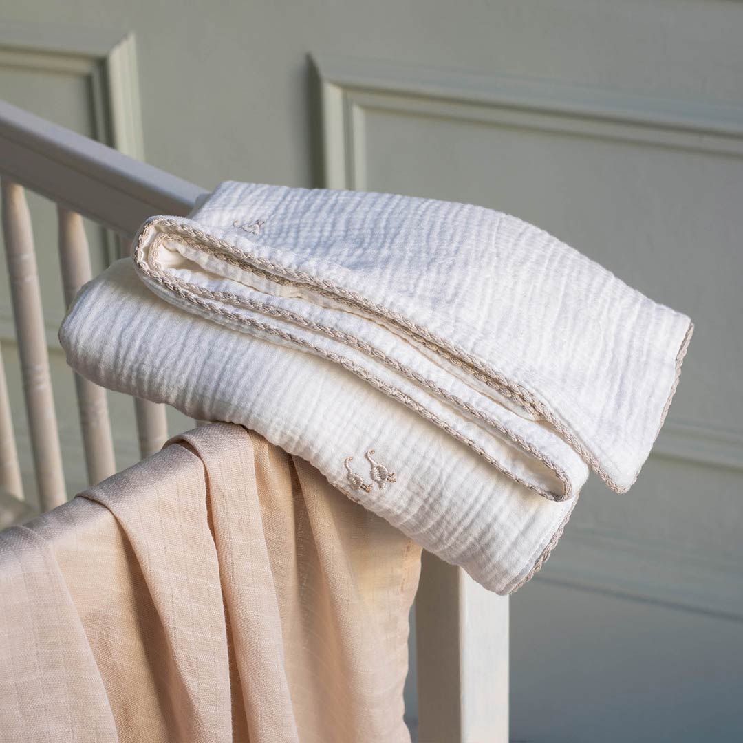 Avery Row Embroidered Muslin Blanket - Little Farm-Blankets-Little Farm- | Natural Baby Shower