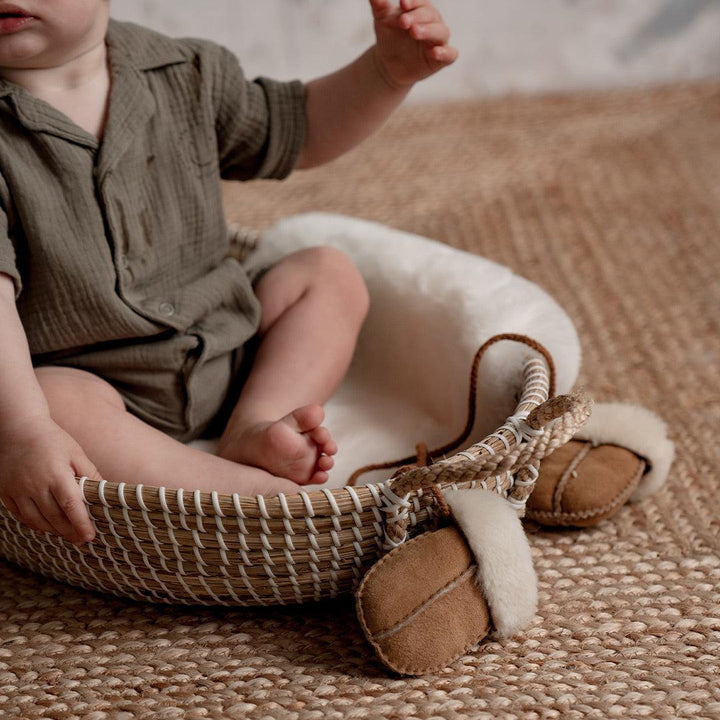 Baa Baby Baby Sheepskin Puddy Mittens On String - Chestnut-Gloves + Mittens-Chestnut-0-18m | Natural Baby Shower