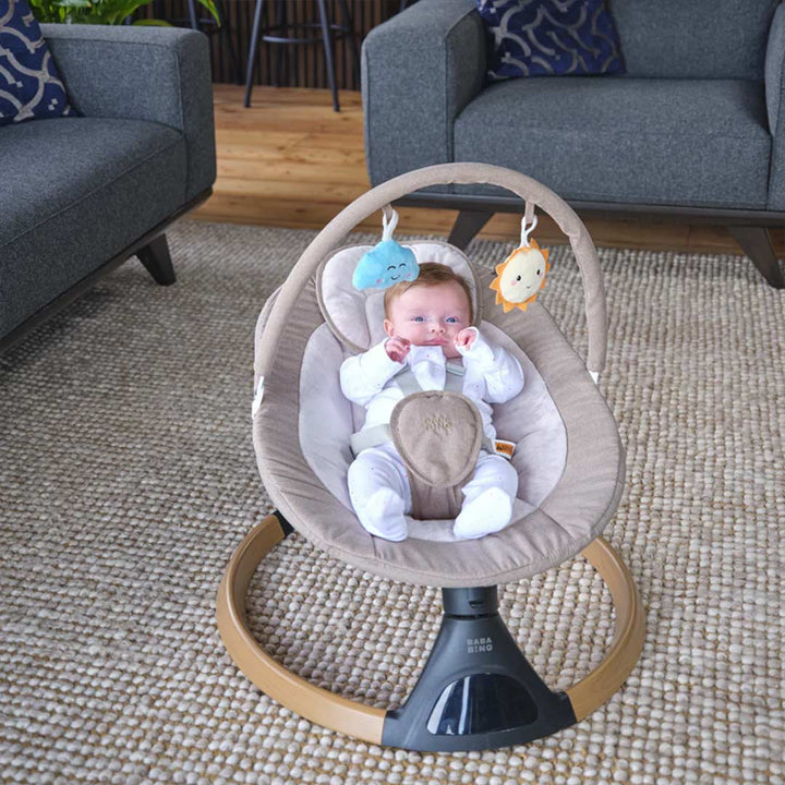 Bababing Automatic Hub 2 Baby Swing - Beige-Baby Bouncers-Beige- | Natural Baby Shower