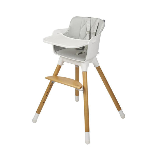 Bababing Una Highchair - White/Wood/Grey-Highchairs-White/Wood/Grey- | Natural Baby Shower