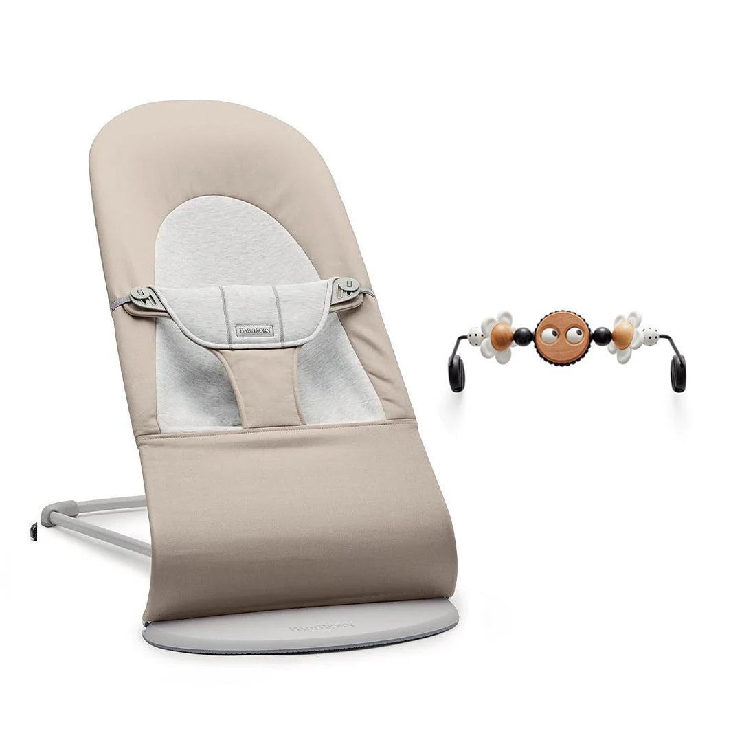 BabyBjörn Balance Soft Baby Bouncer - Beige/Grey - Woven/Jersey-Baby Bouncers-Googly Eyes B+W- | Natural Baby Shower