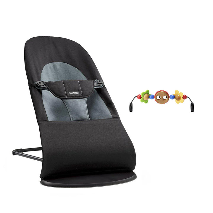 BabyBjorn Balance Soft Cotton Baby Bouncer - Black Frame - Black/Dark Grey-Baby Bouncers-Googly Eyes Bright- | Natural Baby Shower