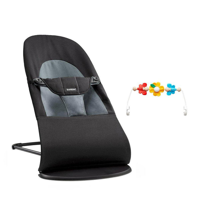 BabyBjorn Balance Soft Cotton Baby Bouncer - Black Frame - Black/Dark Grey-Baby Bouncers-Flying Friends- | Natural Baby Shower