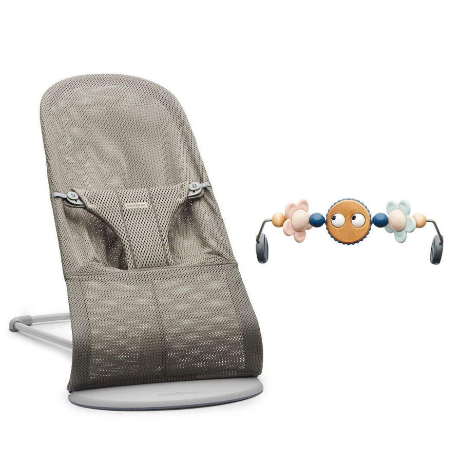 BabyBjörn Baby Bouncer Bliss + Toy - Googly Eyes Pastel - Grey Beige - Mesh-Baby Bouncers-Grey Beige-Mesh | Natural Baby Shower