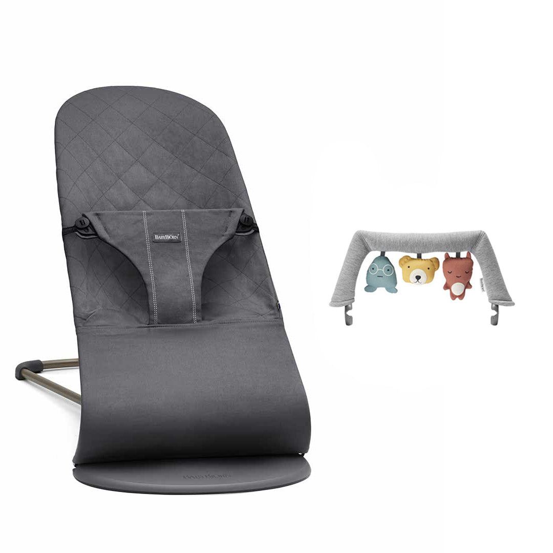 BabyBjorn Bouncer Bliss - Cotton - Anthracite-Baby Bouncers-Soft Friends Grey- | Natural Baby Shower