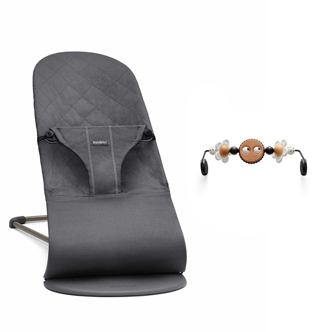 BabyBjorn Bouncer Bliss - Cotton - Anthracite-Baby Bouncers-Googly Eyes B+W- | Natural Baby Shower