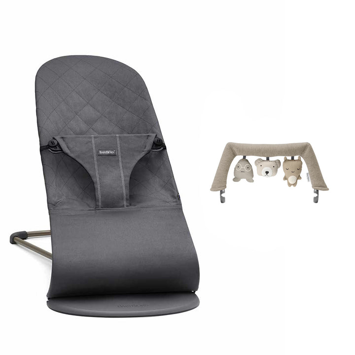 BabyBjorn Bouncer Bliss - Cotton - Anthracite-Baby Bouncers-Soft Friends Sand- | Natural Baby Shower