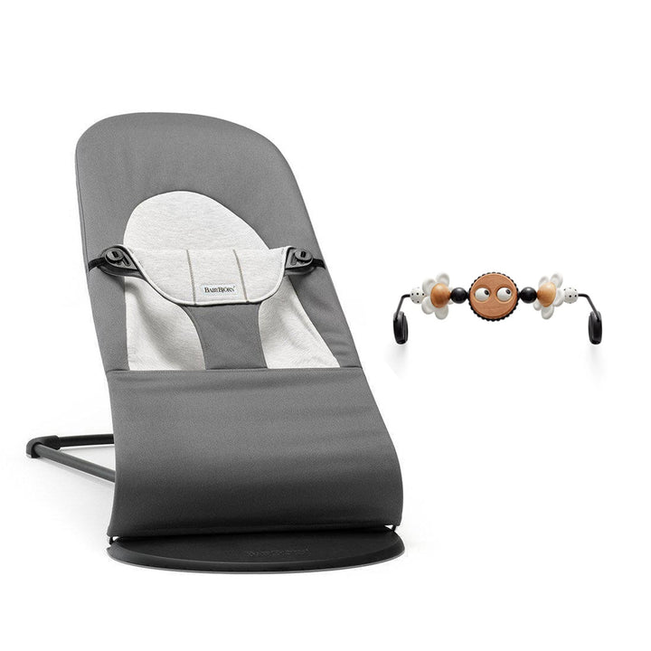 BabyBjorn Balance Woven Baby Bouncer - Black Frame - Dark Grey/Grey-Baby Bouncers-Googly Eyes B+W- | Natural Baby Shower