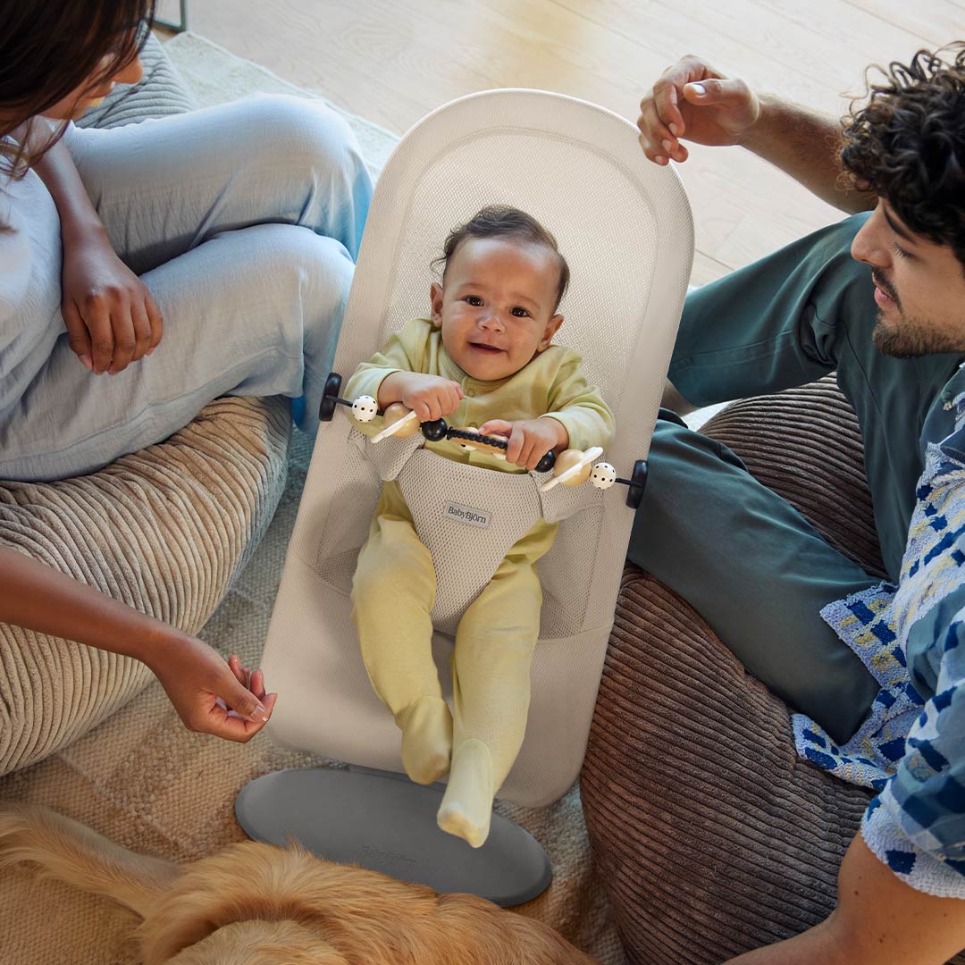 BabyBjörn Begin Baby Bouncer Airy Mesh - Cream-Baby Bouncers-Without Toy Bar- | Natural Baby Shower