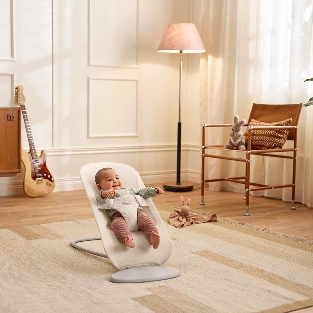 BabyBjörn Begin Baby Bouncer Airy Mesh - Cream-Baby Bouncers-Without Toy Bar- | Natural Baby Shower