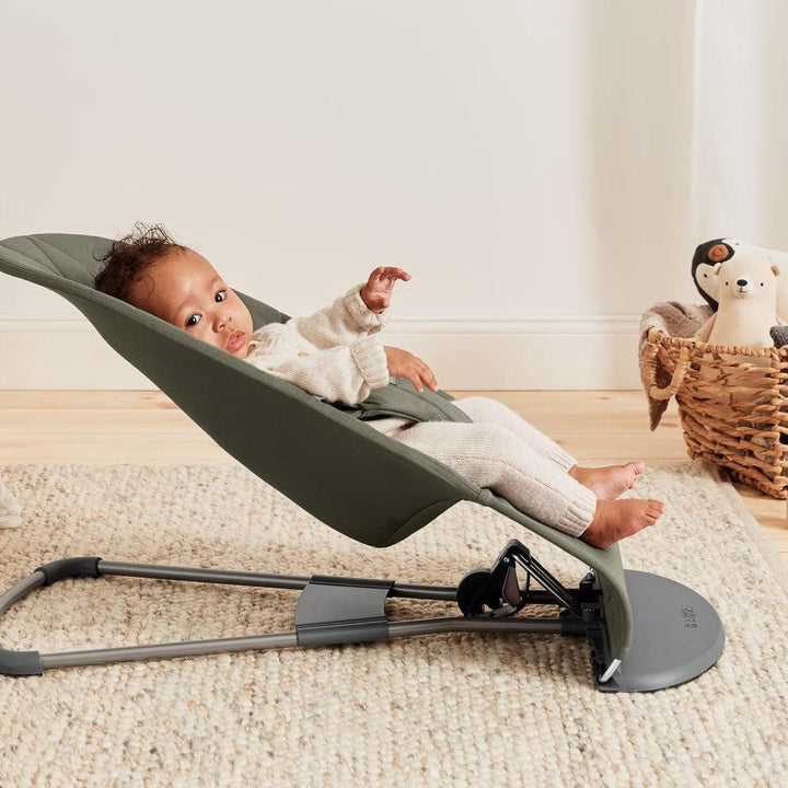 BabyBjörn Bliss Woven Petal Quilt Baby Bouncer - Dark Green-Baby Bouncers-Dark Green- | Natural Baby Shower