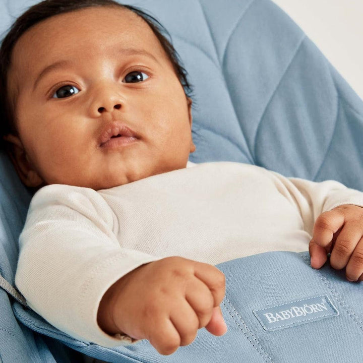 BabyBjörn Bliss Woven Petal Quilt Baby Bouncer - Blue-Baby Bouncers-Blue- | Natural Baby Shower