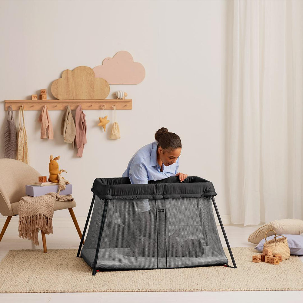 BabyBjorn Travel Cot Light - Black-Travel Cots-No Fitted Sheet- | Natural Baby Shower