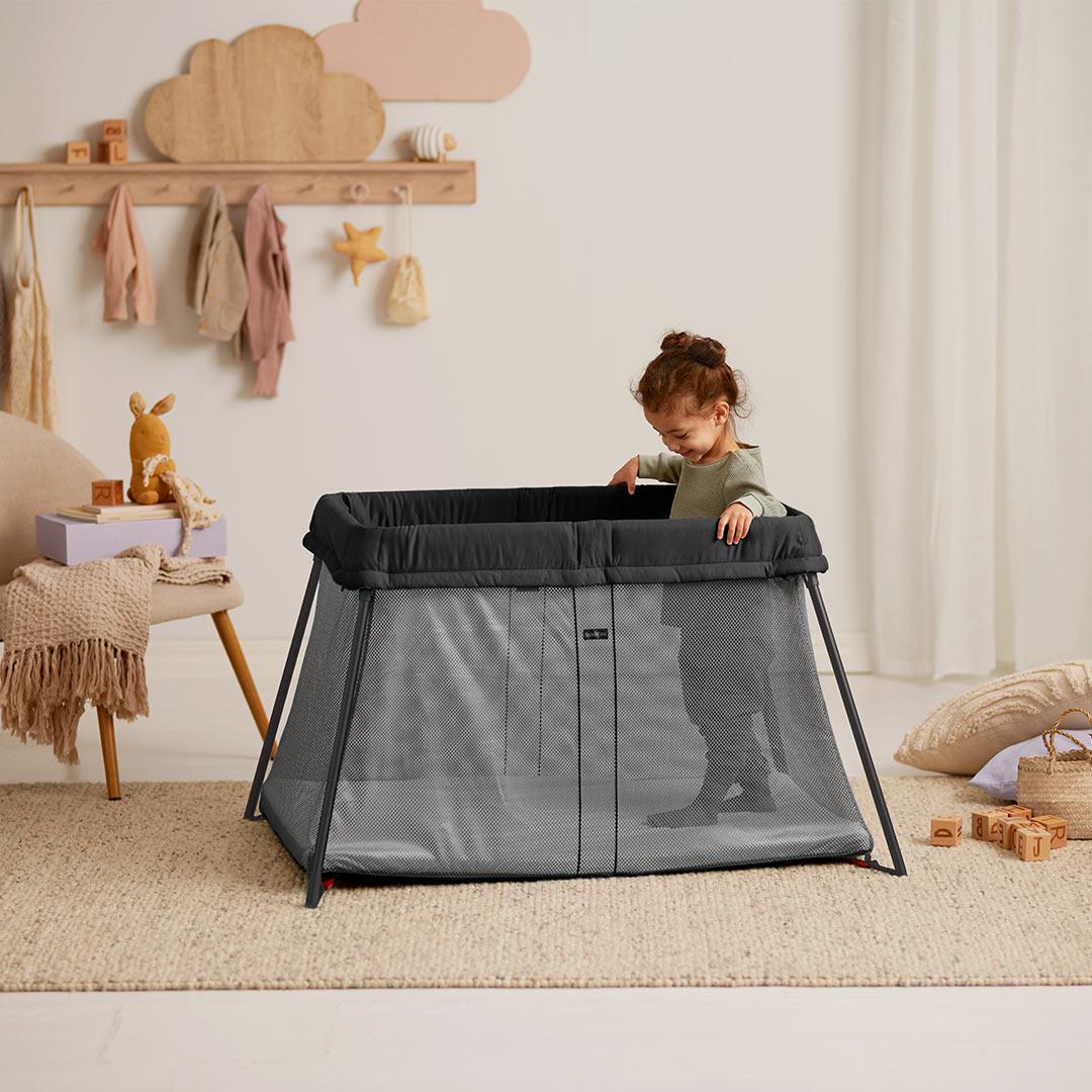 BabyBjorn Travel Cot Light - Black-Travel Cots-No Fitted Sheet- | Natural Baby Shower