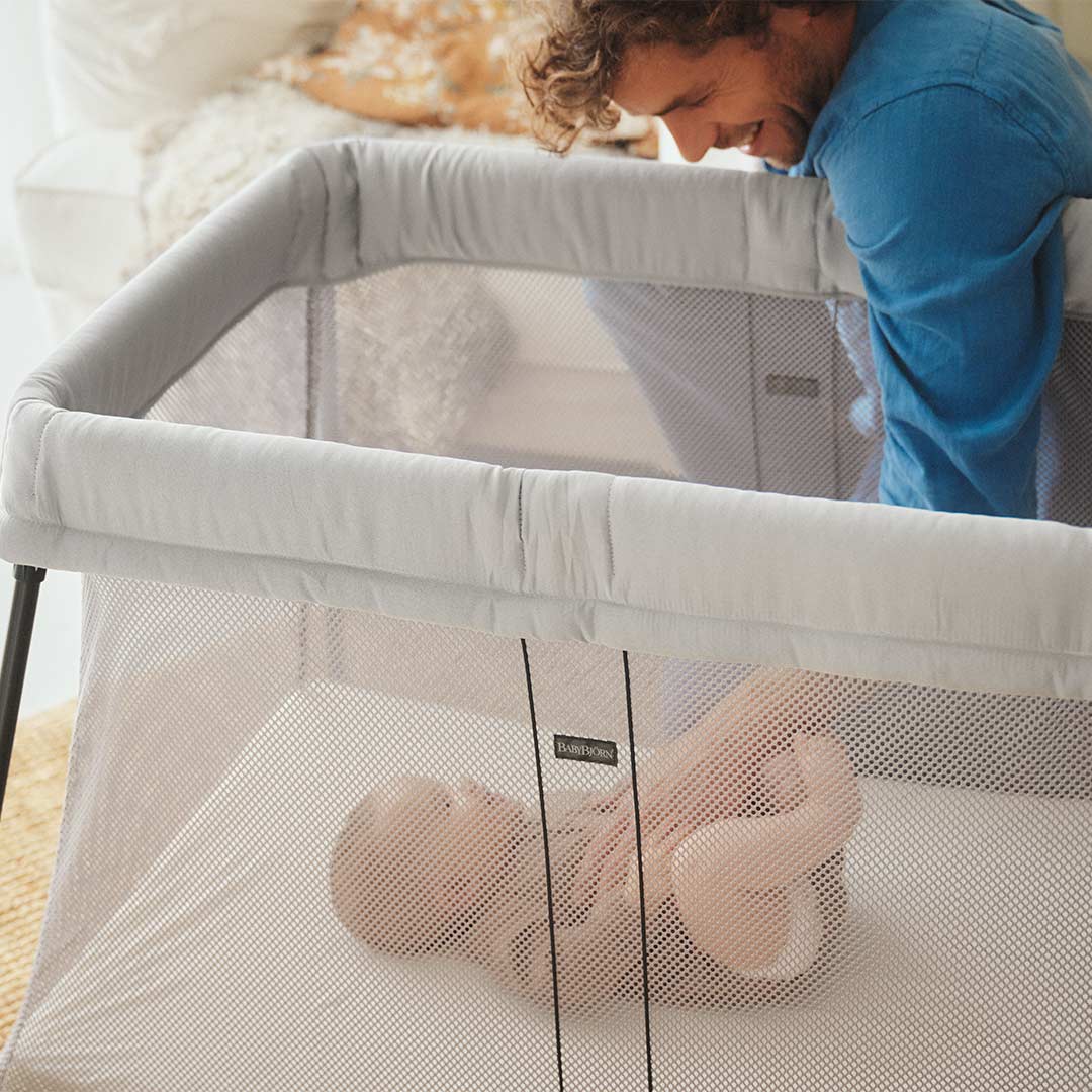 BabyBjorn Travel Cot Light - Silver-Travel Cots-No Fitted Sheet- | Natural Baby Shower