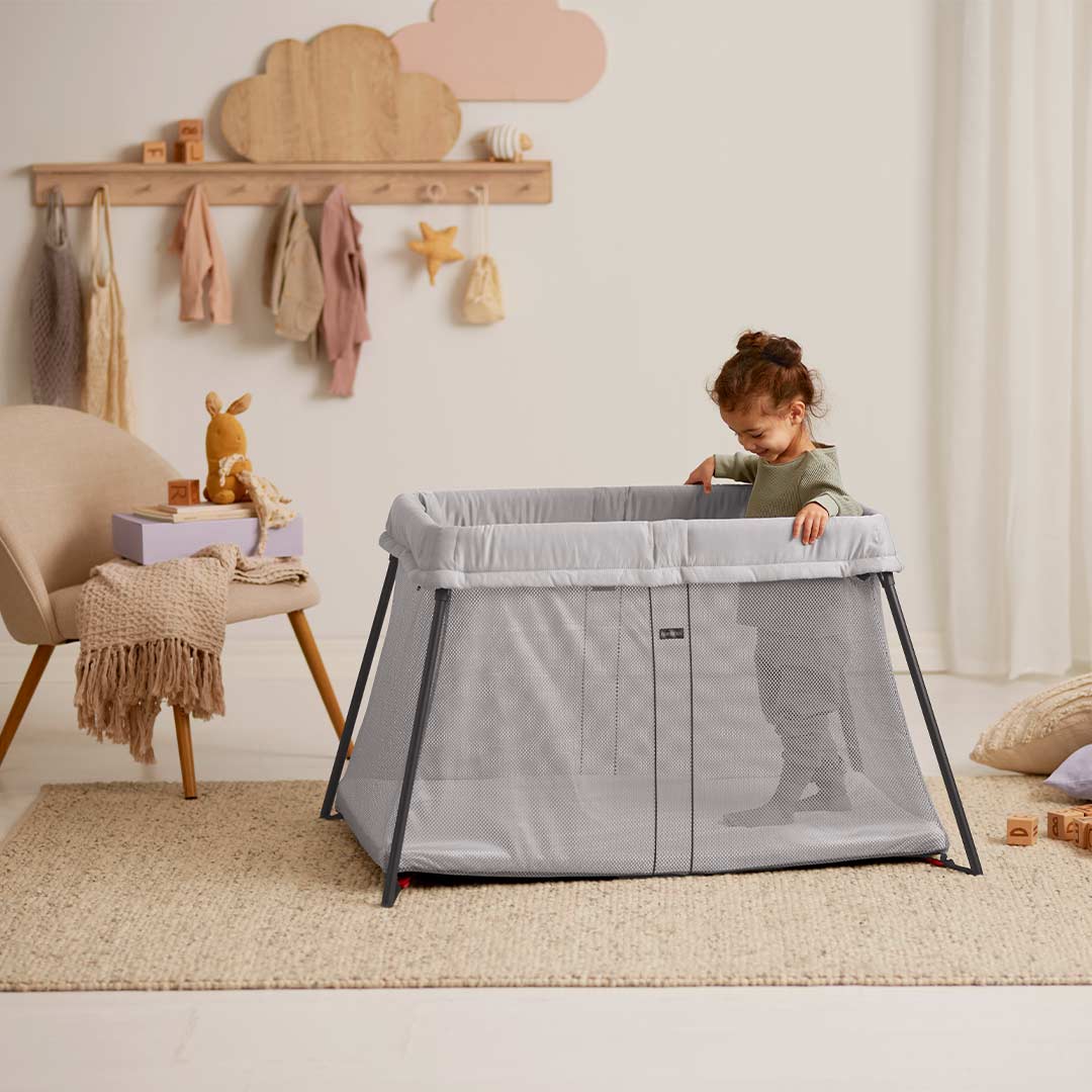 BabyBjorn Travel Cot Light - Silver-Travel Cots-No Fitted Sheet- | Natural Baby Shower