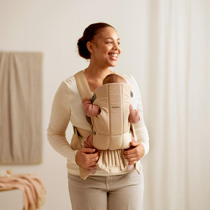 BabyBjorn Mini Woven Baby Carrier - Beige-Baby Carriers- | Natural Baby Shower