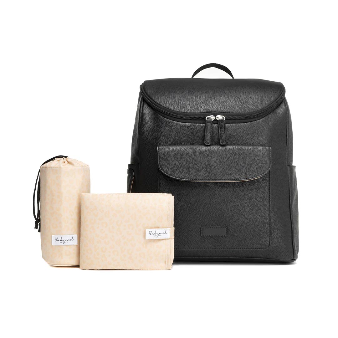 Babymel Lennox Vegan Leather Convertible Backpack - Black-Changing Bags-Black- | Natural Baby Shower