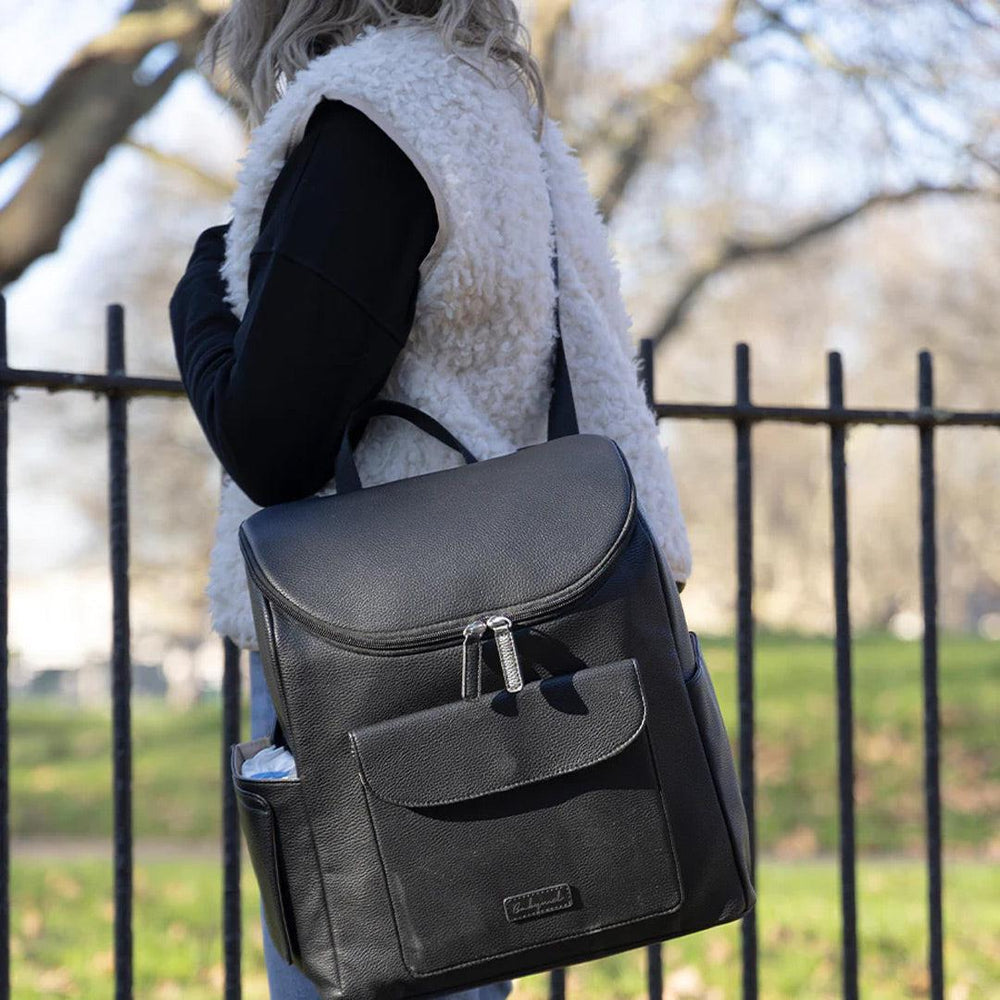 Babymel Lennox Vegan Leather Convertible Backpack - Black-Changing Bags-Black- | Natural Baby Shower