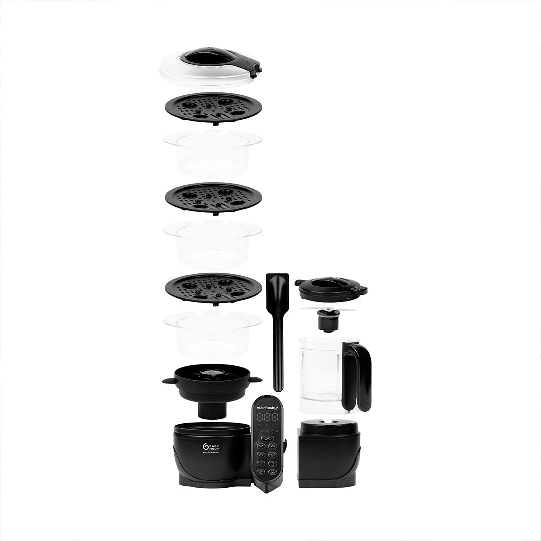 Babymoov Nutribaby (+) XL Black Edition 6 in 1 - Black-Food Processors-Black-Each | Natural Baby Shower