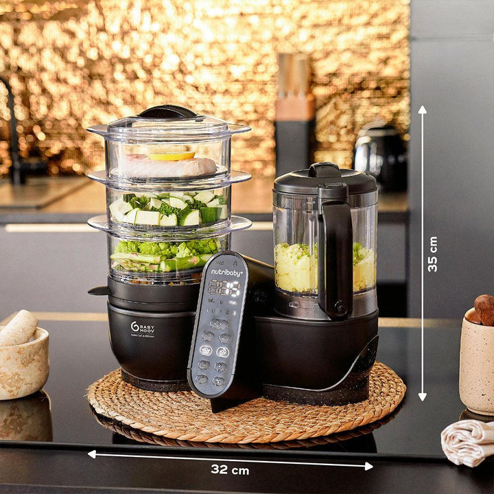 Babymoov Nutribaby (+) XL Black Edition 6 in 1 - Black-Food Processors-Black-Each | Natural Baby Shower