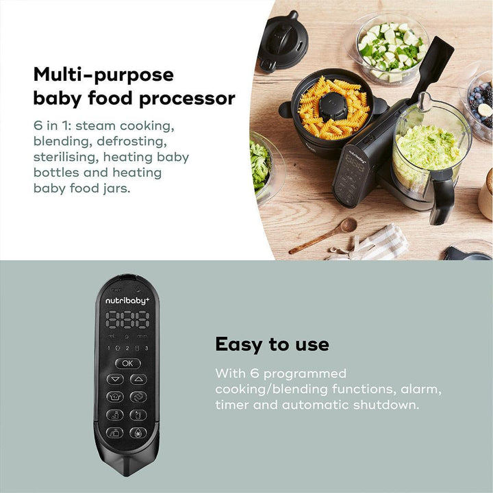 Babymoov Nutribaby (+) XL Black Edition 6 in 1 - Black-Food Processors-Black-Each | Natural Baby Shower