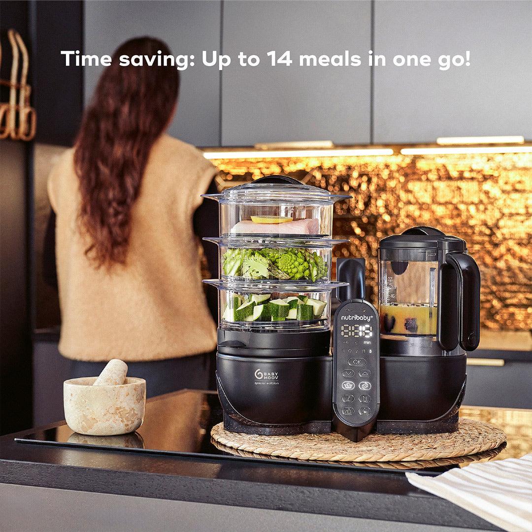 Babymoov Nutribaby (+) XL Black Edition 6 in 1 - Black-Food Processors-Black-Each | Natural Baby Shower