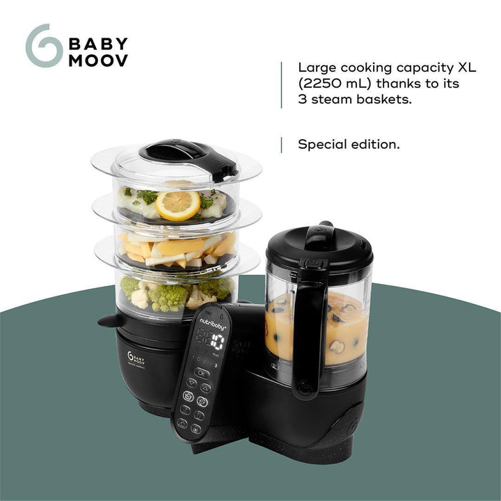 Babymoov Nutribaby (+) XL Black Edition 6 in 1 - Black-Food Processors-Black-Each | Natural Baby Shower