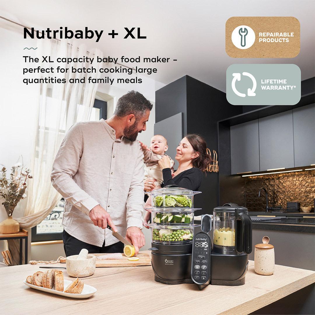 Babymoov Nutribaby (+) XL Black Edition 6 in 1 - Black-Food Processors-Black-Each | Natural Baby Shower