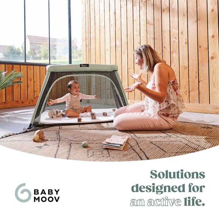 Babymoov Travel Cot 3 in 1 Moov & Comfy - Sage-Travel Cots-Sage- | Natural Baby Shower