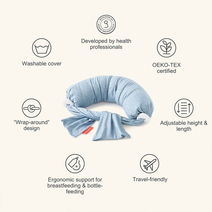 bbhugme Nursing Pillow - Blue Melange-Nursing Pillows-Blue Melange- | Natural Baby Shower