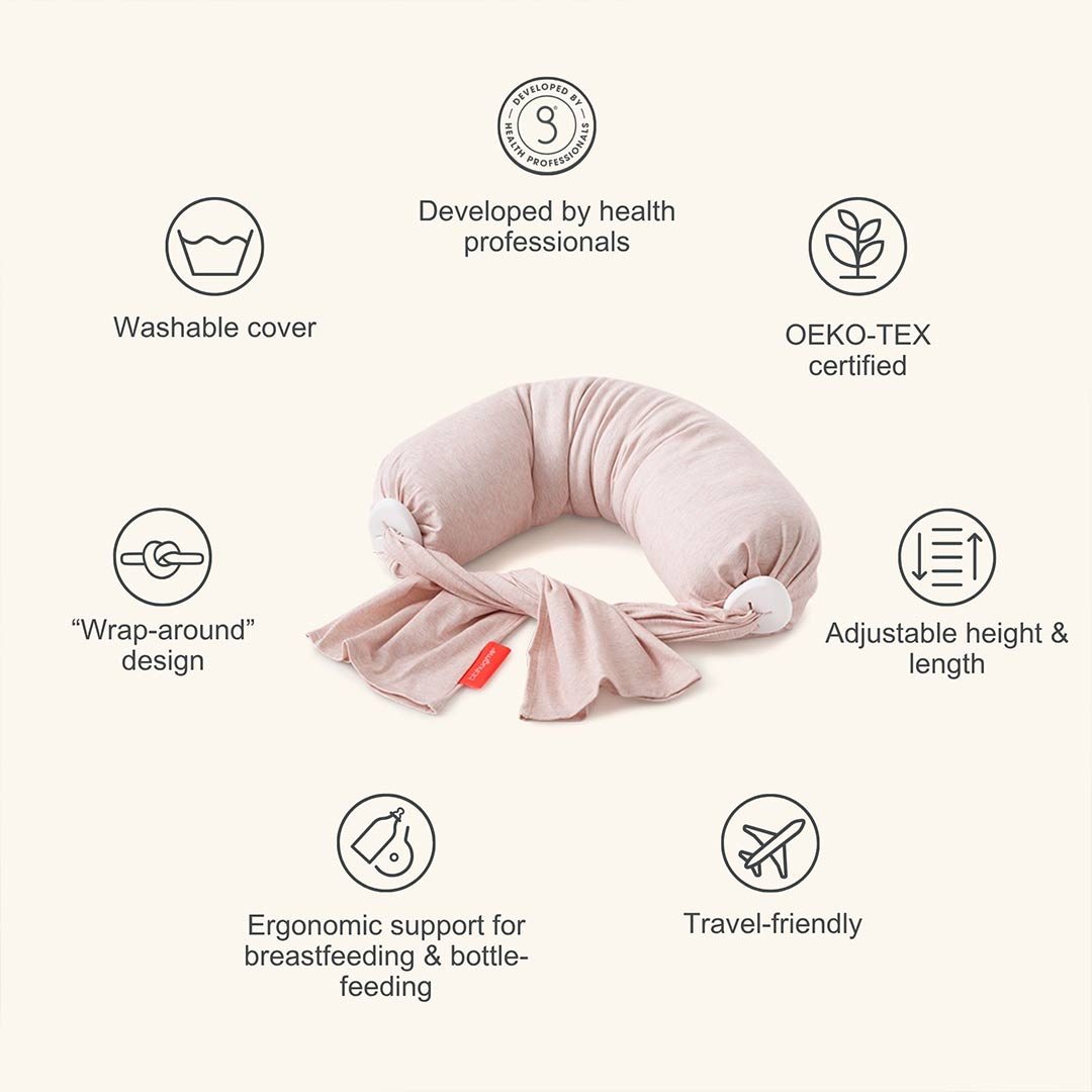 bbhugme Nursing Pillow - Pink Melange-Nursing Pillows-Pink Melange- | Natural Baby Shower